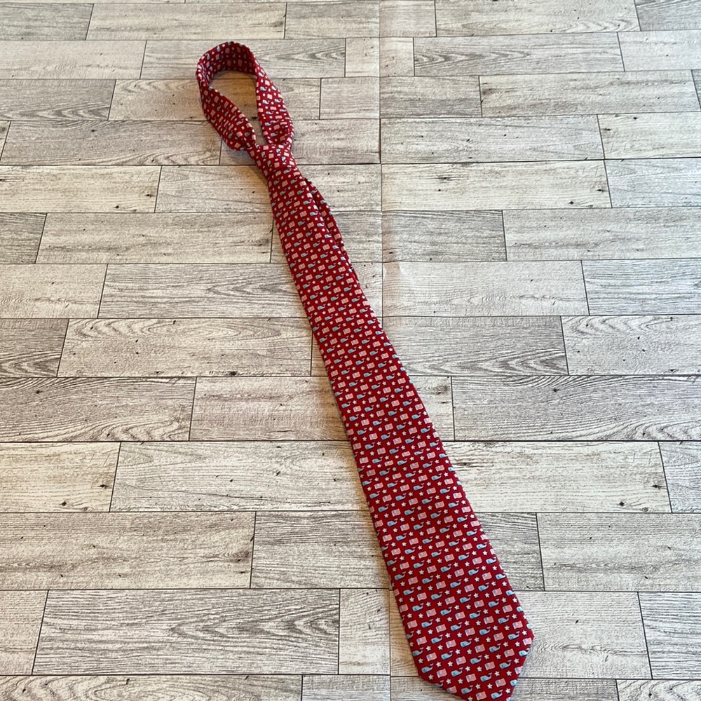 Vineyard Vines Boys Tie - Red - Whale & Flags